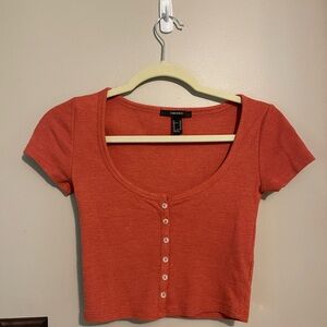 Red Forever 21 button down women’s size extra small t shirt